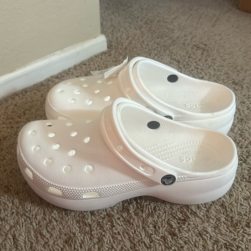 White Platform Crocs size 9